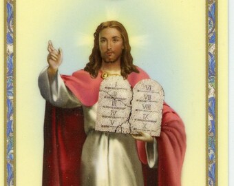 THE TEN COMMANDMENTS - Holy card - Prayer card -Pack of 25