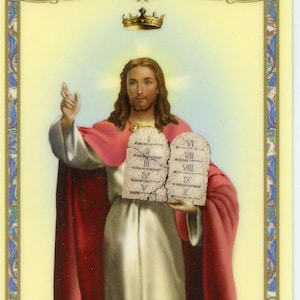 LES DIX COMMANDEMENTS - Carte sainte - Carte de prière - Paquet de 25
