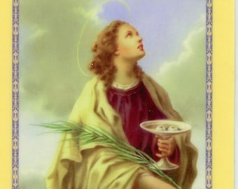 ST. LUCY NOVENA -  Relic Holy card - Blessed by Pope Francis