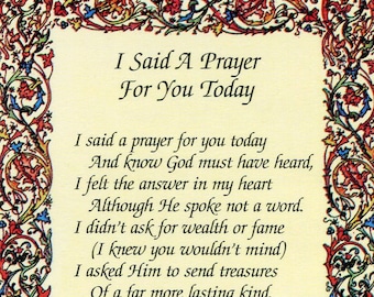 I Said A Prayer For You Today N - Holy card - Prayer card -Pack of 25