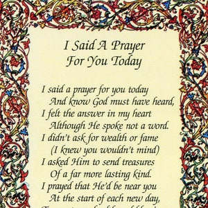 I Said A Prayer For You Today N - Holy card - Prayer card -Pack of 25