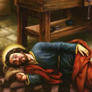 Prière à saint Joseph endormi A - Sainte carte - Carte de prière - Paquet de 25