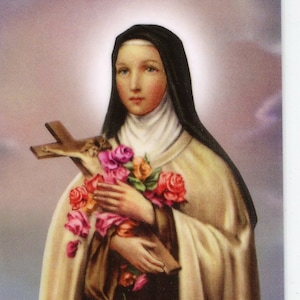 ST. THÉRÈSE (Prière à la rose) - Carte sainte - Carte de prière - Paquet de 25