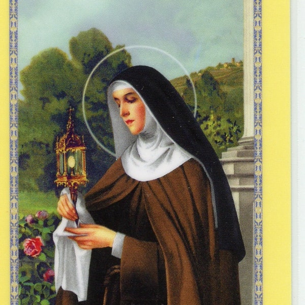 ST. CLARE -  Relic Holy card - Blessed by Pope Francis