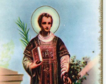 ST. LAWRENCE -  Relic Holy card - Blessed by Pope Francis