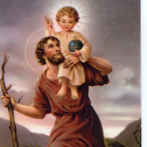 St. Christopherus - sichere Reise Gebet - Reliquie Heilige Karte - gesegnet von Papst Franziskus
