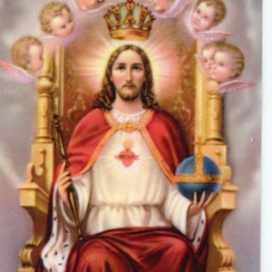 Jesus Cristo Rei - Cartão Sagrado - Cartão de Oração - Pacote com 25