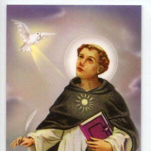 ST. THOMAS VON AQUINAS - Relikt Heilige Karte - Gesegnet von Papst Franziskus