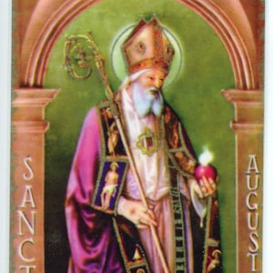 ST. AUGUSTINE - Relikt Heilige Karte - Gesegnet von Papst Franziskus