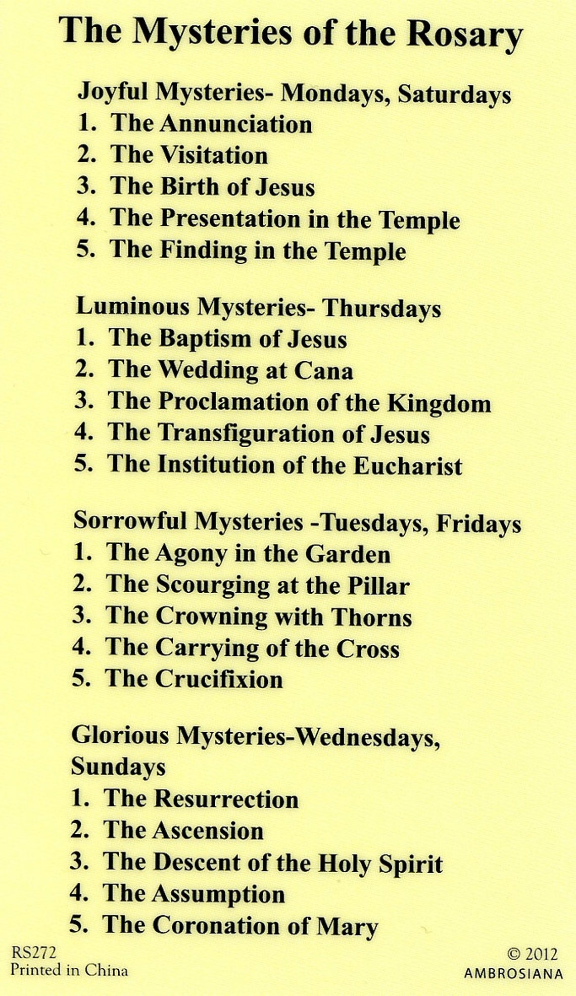 Our Lady of the Rosary 2 - Holy Card - Prayer Card -pack of 25 - Etsy