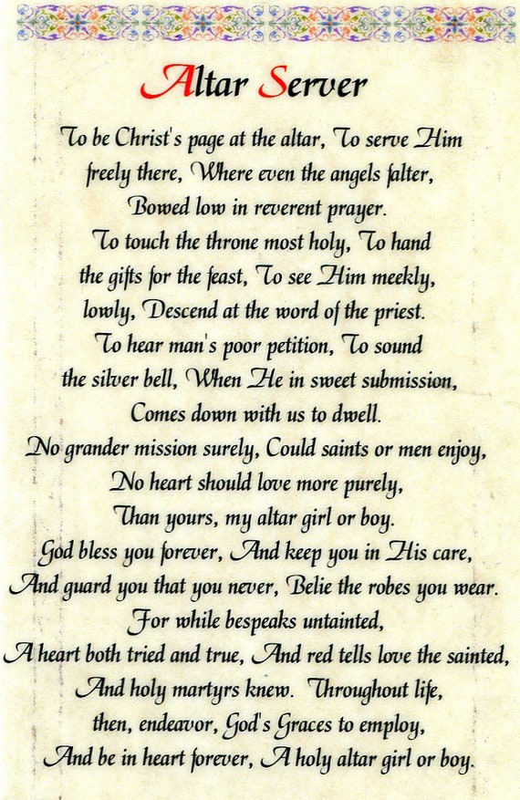 Altar Server N Holy Card Prayer Card pack of 25 - Etsy