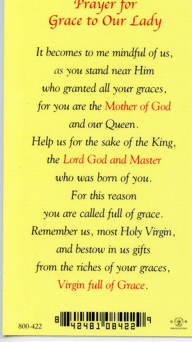 Our Lady of Grace - Holy Card - Prayer Card -pack of 25 - Etsy