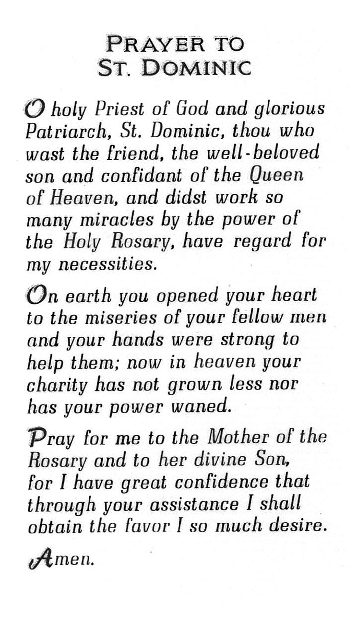 Prayer to St. Dominic A - Holy Card - Prayer Card -pack of 25 - Etsy
