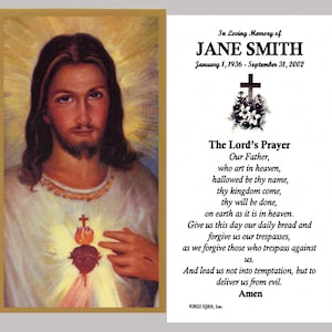 Tarjetas de oración laminadas para funerales conmemorativas del Padrenuestro (paquete de 60)