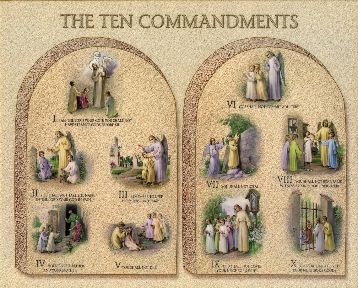 TEN COMMANDMENTS Catholic Picture Print Etsy Canada