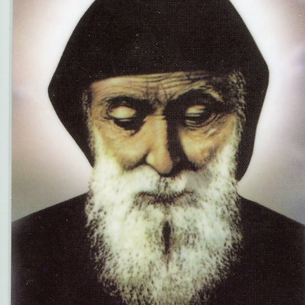 ST. CHARBEL -  Relic Holy card - Blessed by Pope Francis