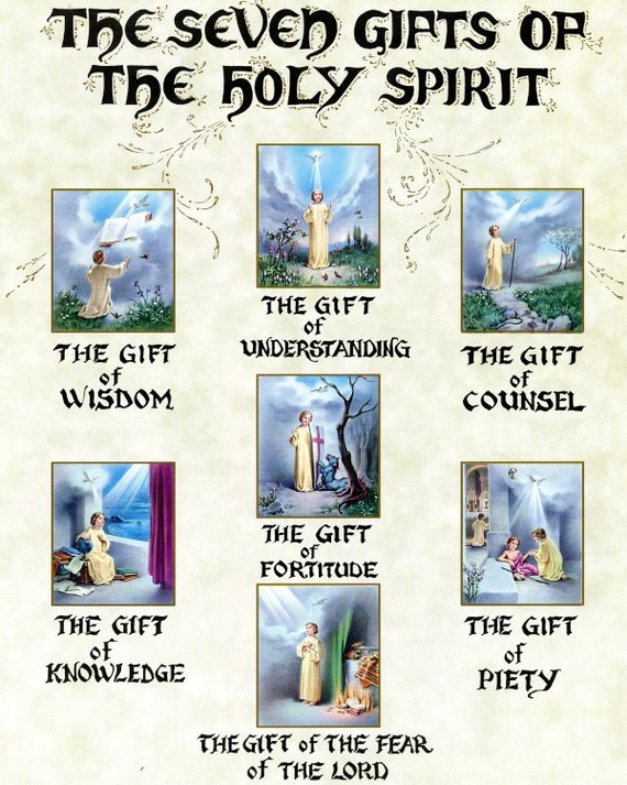 Seven Gifts of the Holy Spirit P Catholic Picture Print Etsy