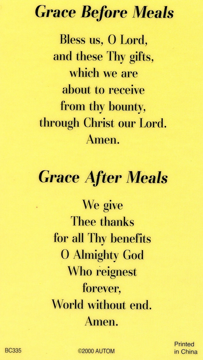 Grace Before and After Meals Holy Card Prayer Card pack Etsy