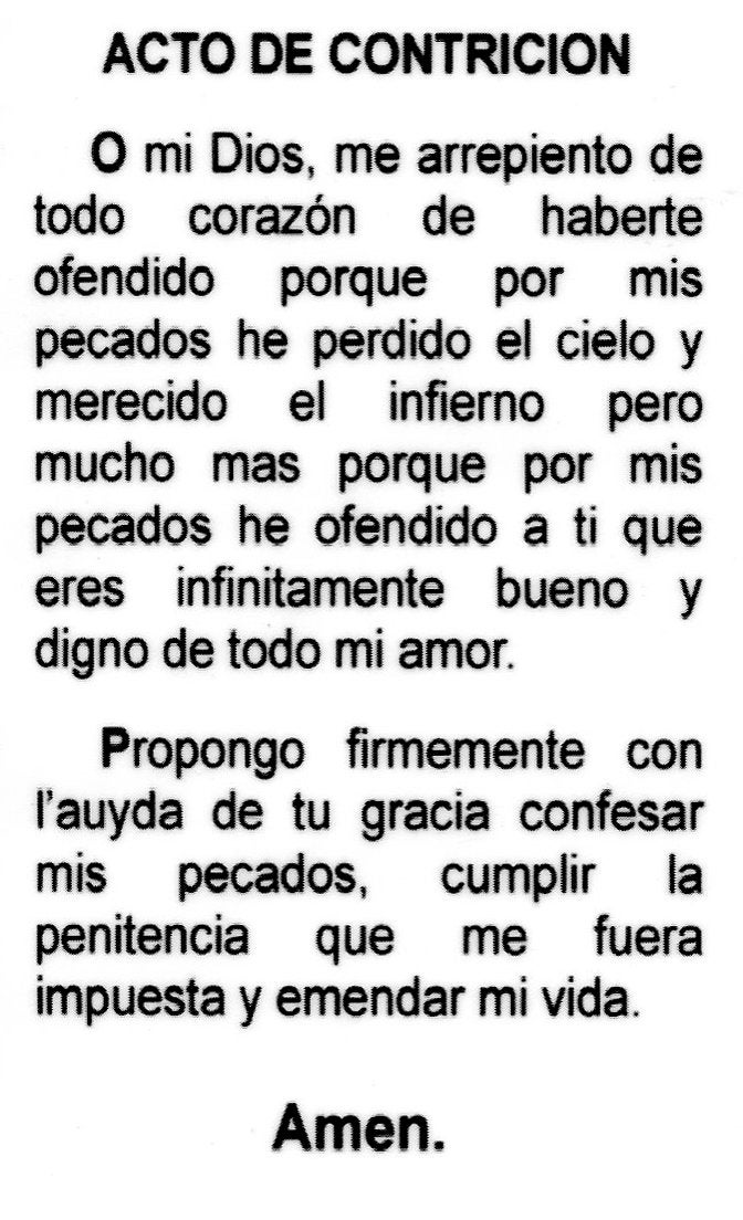 Acto de Contricion N Tarjeta sagrada