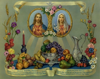 Grace Before And After Meals - Catholic picture - print