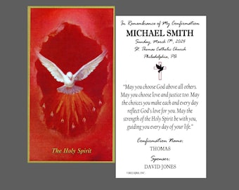 My Confirmation 1 (boy) - Personalized Confirmation Laminated Prayer Cards - Pack of 35