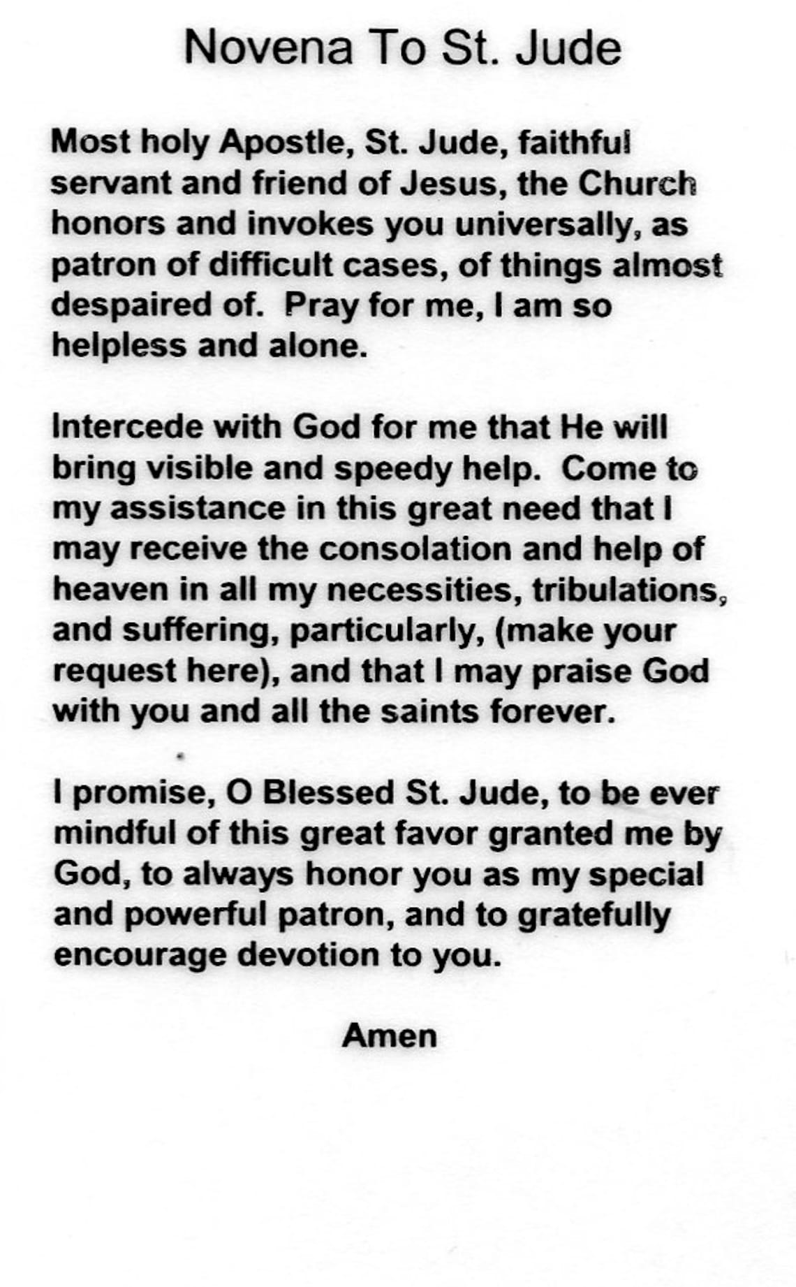Novena to St. Jude N Holy Card Prayer Card pack of 25 Etsy UK