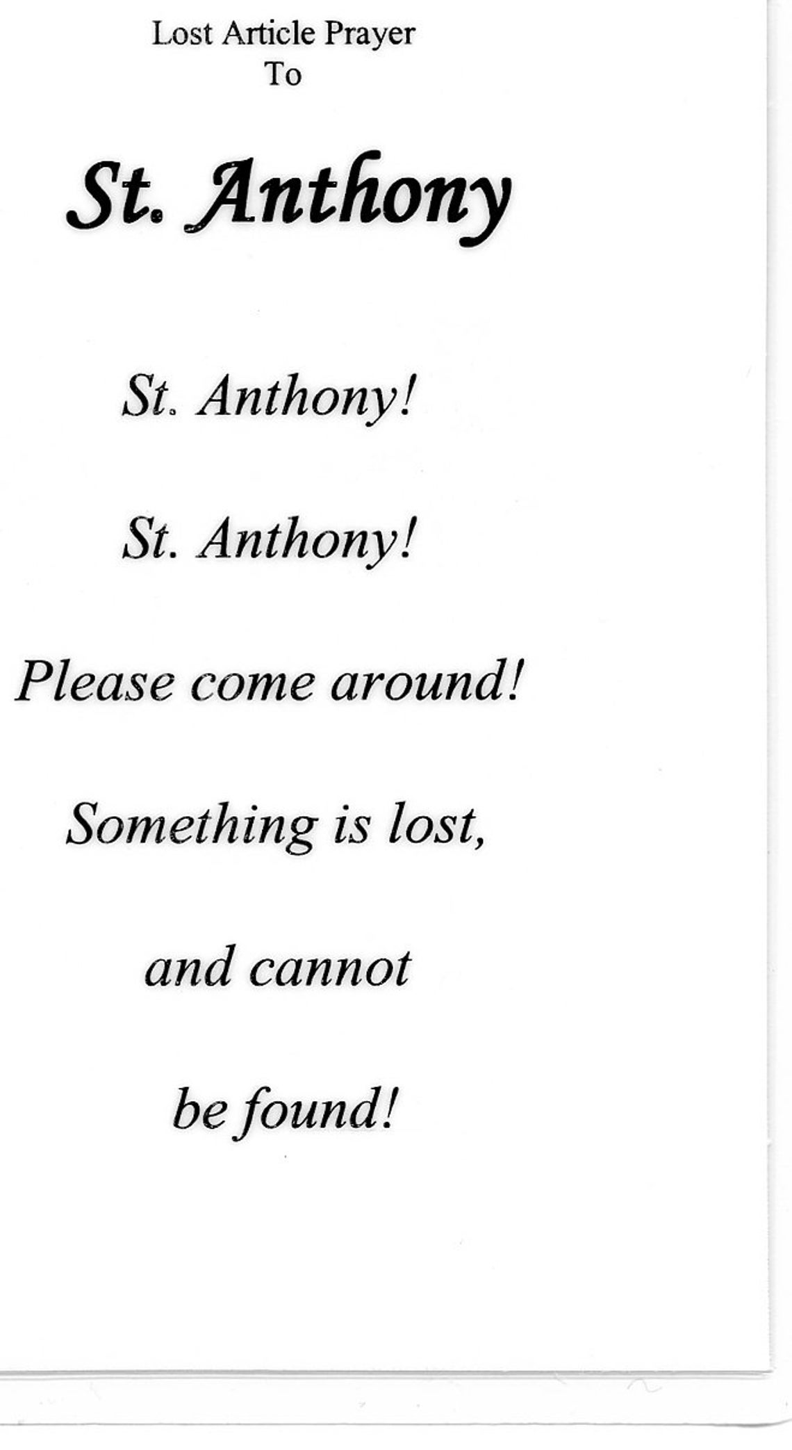 St. Anthony Lost Article Prayer Relic Holy Card Blessed Etsy