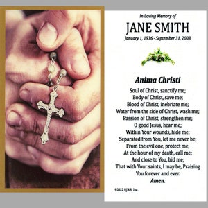 Laminowane karty modlitewne Anima Christi Funeral Memorial - Opakowanie 60 sztuk