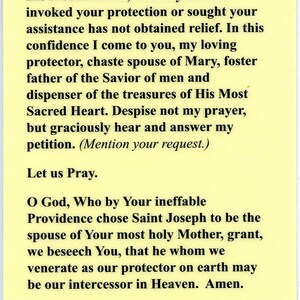 Prayer Card Saint Joseph