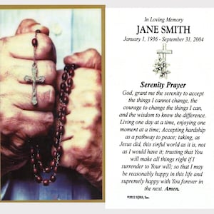 Cartes de prière plastifiées commémoratives Serenity Prayer - Lot de 60