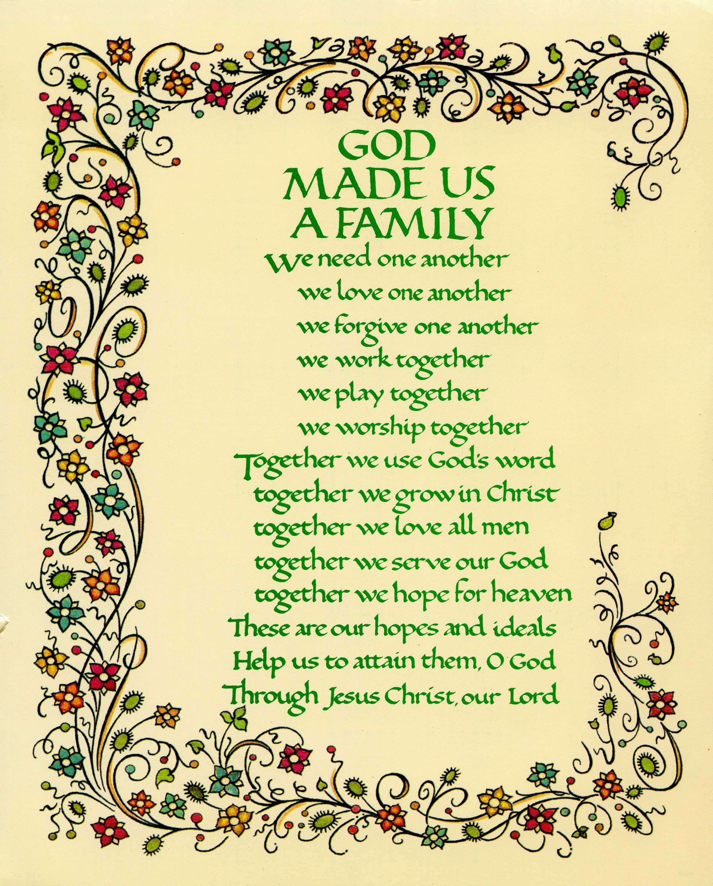 God Made Us A Family 3 Catholic picture print | Etsy
