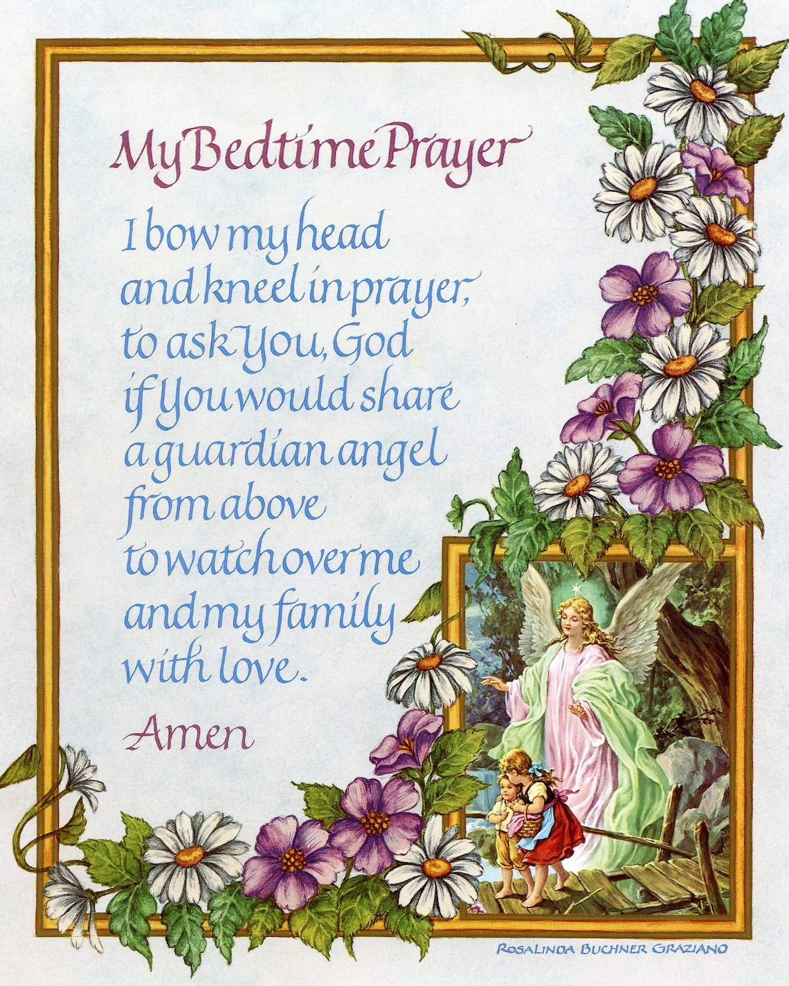 BEDTIME PRAYER Catholic Picture Print - Etsy