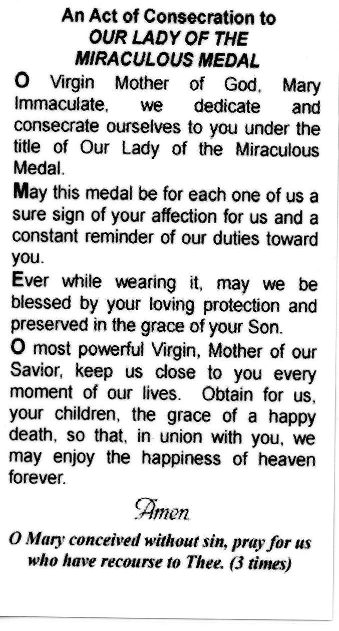 Our Lady of the Miraculous Medal 2 - Holy Card - Prayer Card -pack of ...