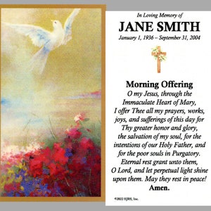 Tarjetas de oración laminadas para el funeral de la ofrenda matutina (paquete de 60)