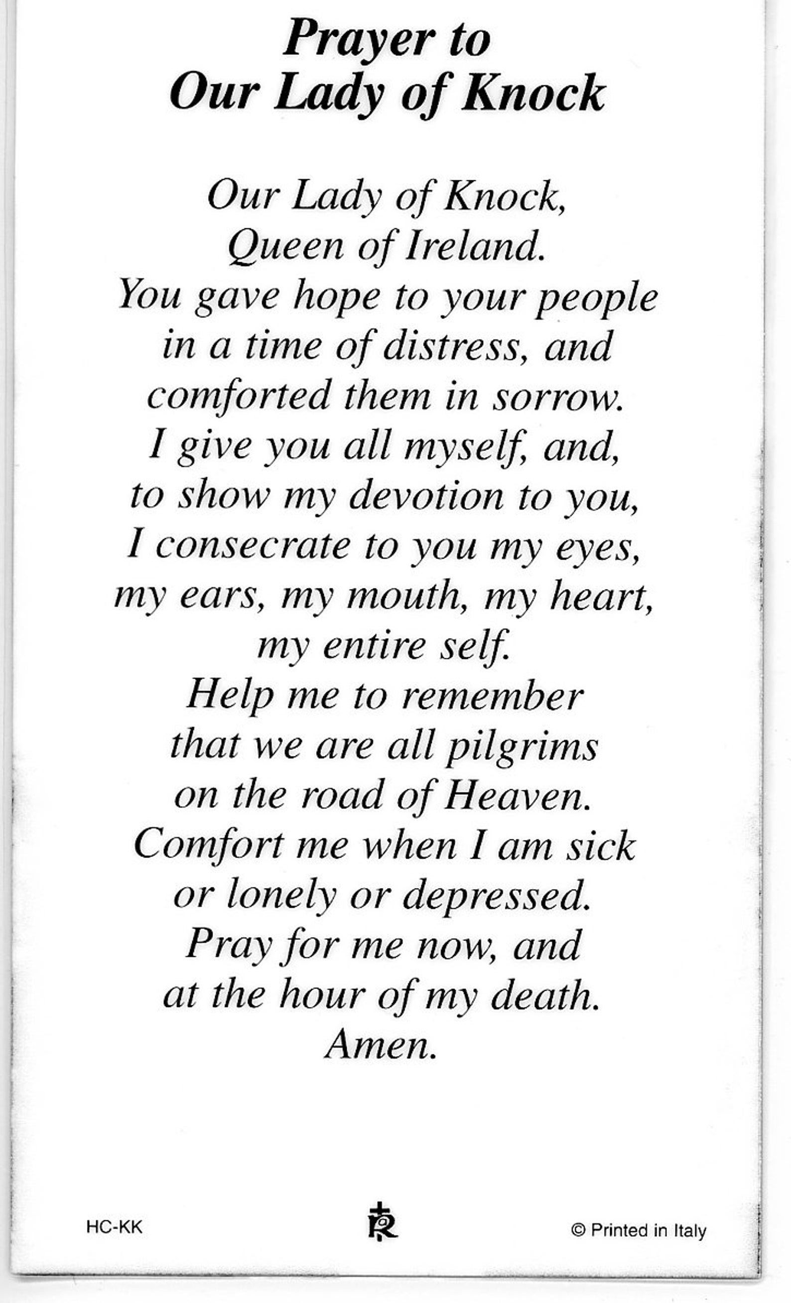 Our Lady of Knock Holy Card Prayer Card pack of 25 Etsy