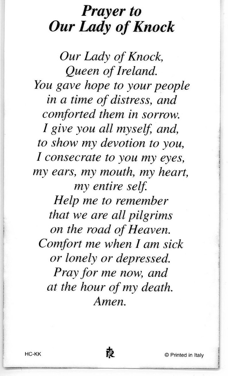 Our Lady Of Knock Holy card Prayer card Pack of 25 Etsy