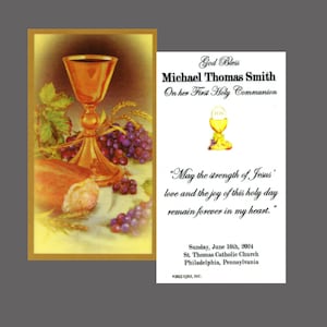 God Bless Communion Boy - Personalized Laminated Prayer Cards - Pack of 35