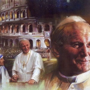 Collage del Papa Juan Pablo II - Imagen católica - impresión