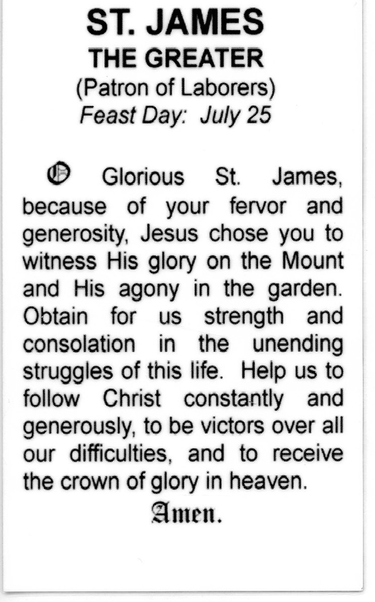 ST. JAMES Holy Card Prayer Card pack of 25 Etsy Ireland