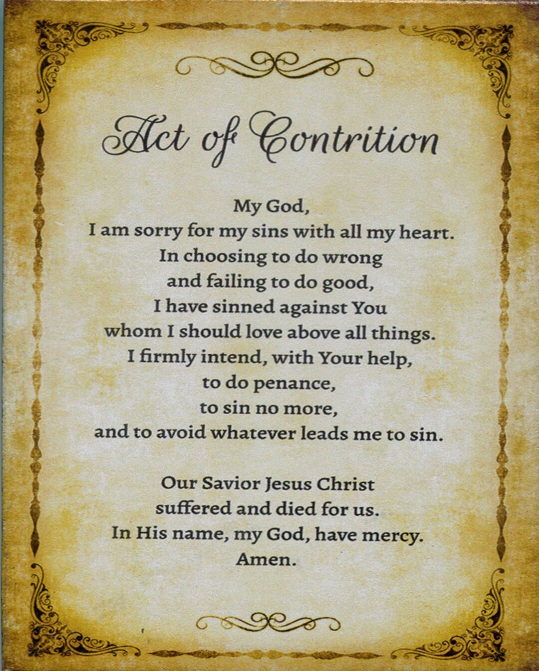 Act of Contrition T Catholic Picture Print - Etsy