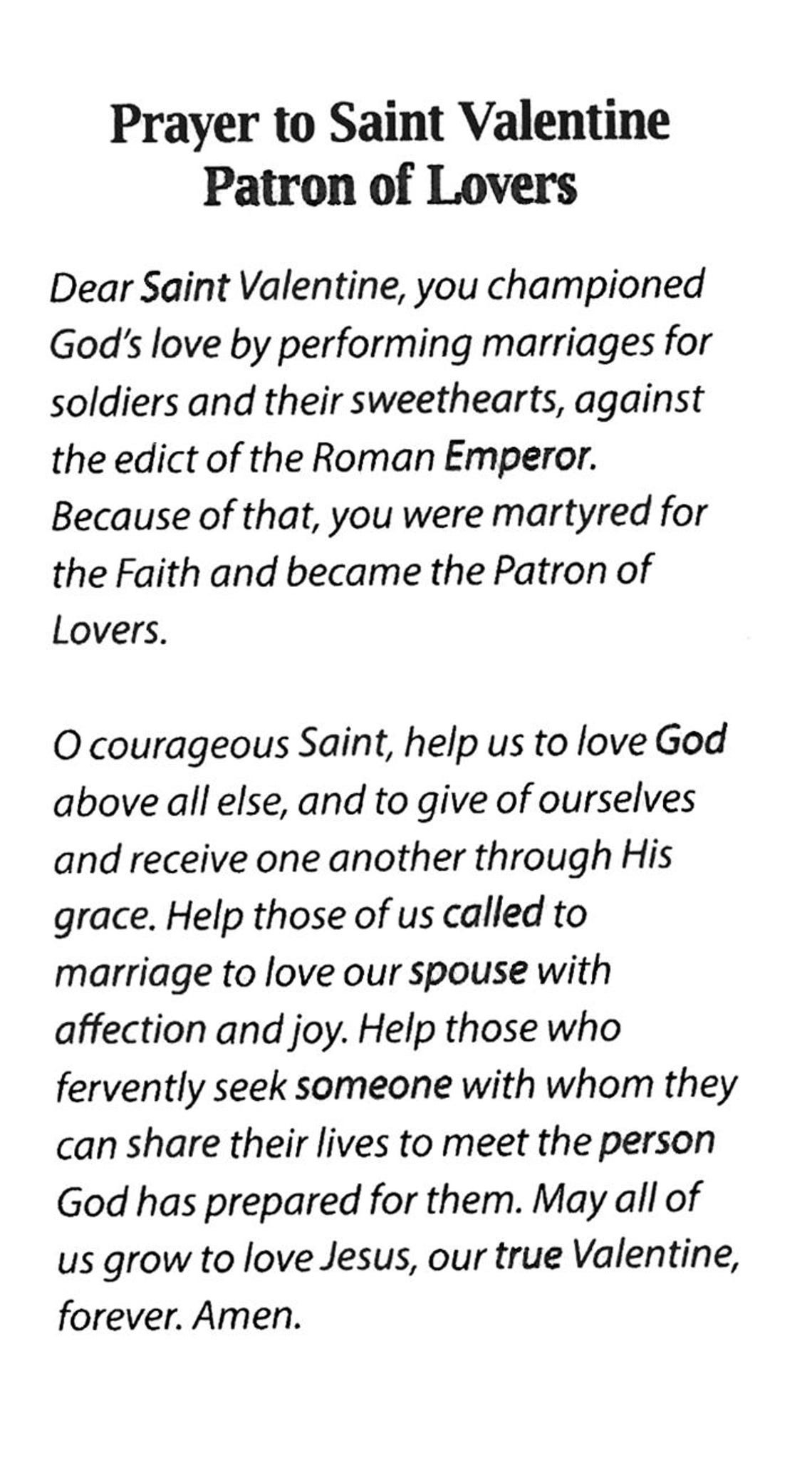 Prayer to St. Valentine A - Holy Card - Prayer Card -pack of 25 - Etsy