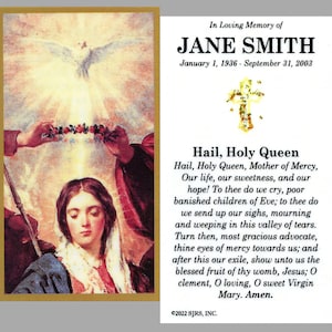Cartões de Oração Laminados Salve Rainha Funeral Memorial - Pacote com 60