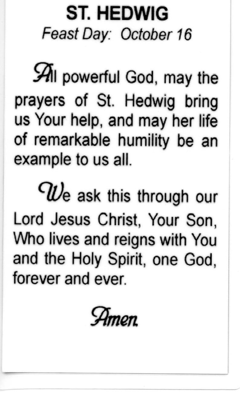 ST. HEDWIG Holy Card Prayer Card pack of 25 Etsy