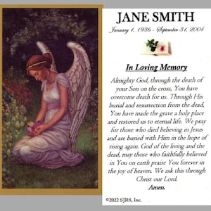 Laminowane karty modlitewne na pogrzeb „W kochającej pamięci” – opakowanie 60 sztuk