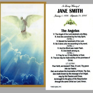 Cartões de Oração Laminados para o Funeral Angelus - Pacote com 60