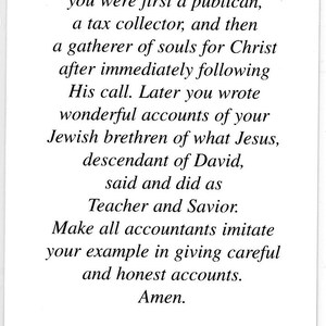 ST. MATTHEW - Holy Card - Prayer Card -pack of 25 - Etsy