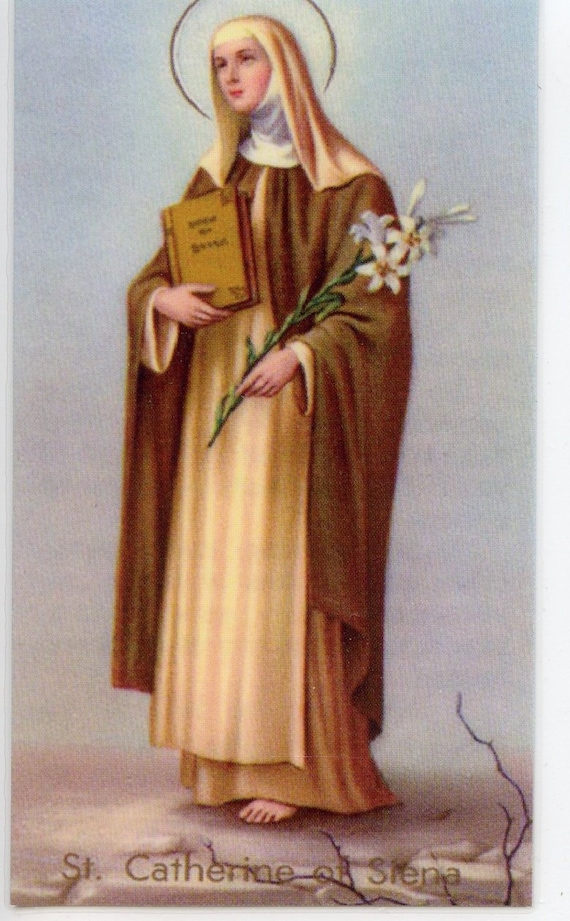 Catherine Of Siena mit Gebet zu St.Catherine Saint Laminiert Heilig Karte 