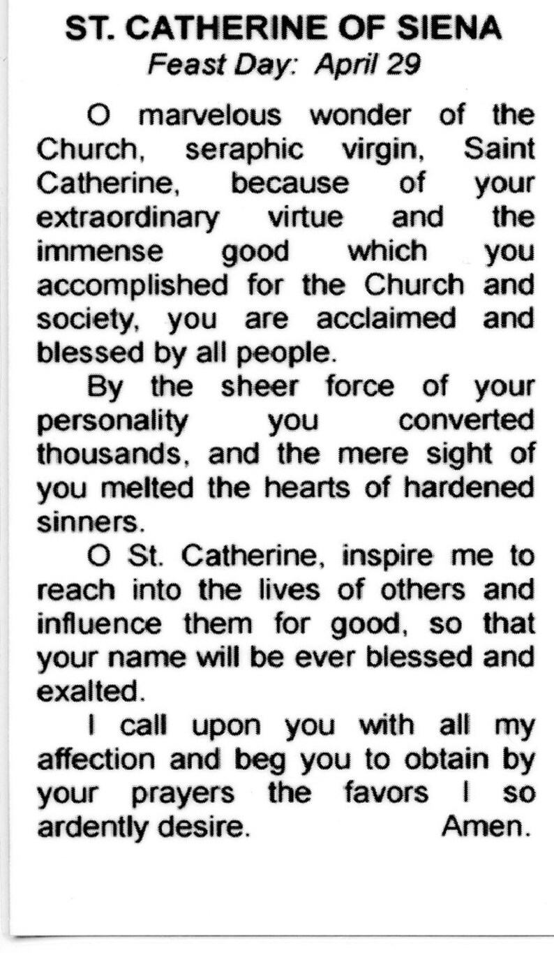 St. Catherine of Siena 2 Holy Card Prayer Card pack of 25 Etsy