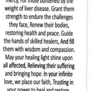 A Prayer for Liver Disease U - Holy Card - Prayer Card -pack of 25 - Etsy