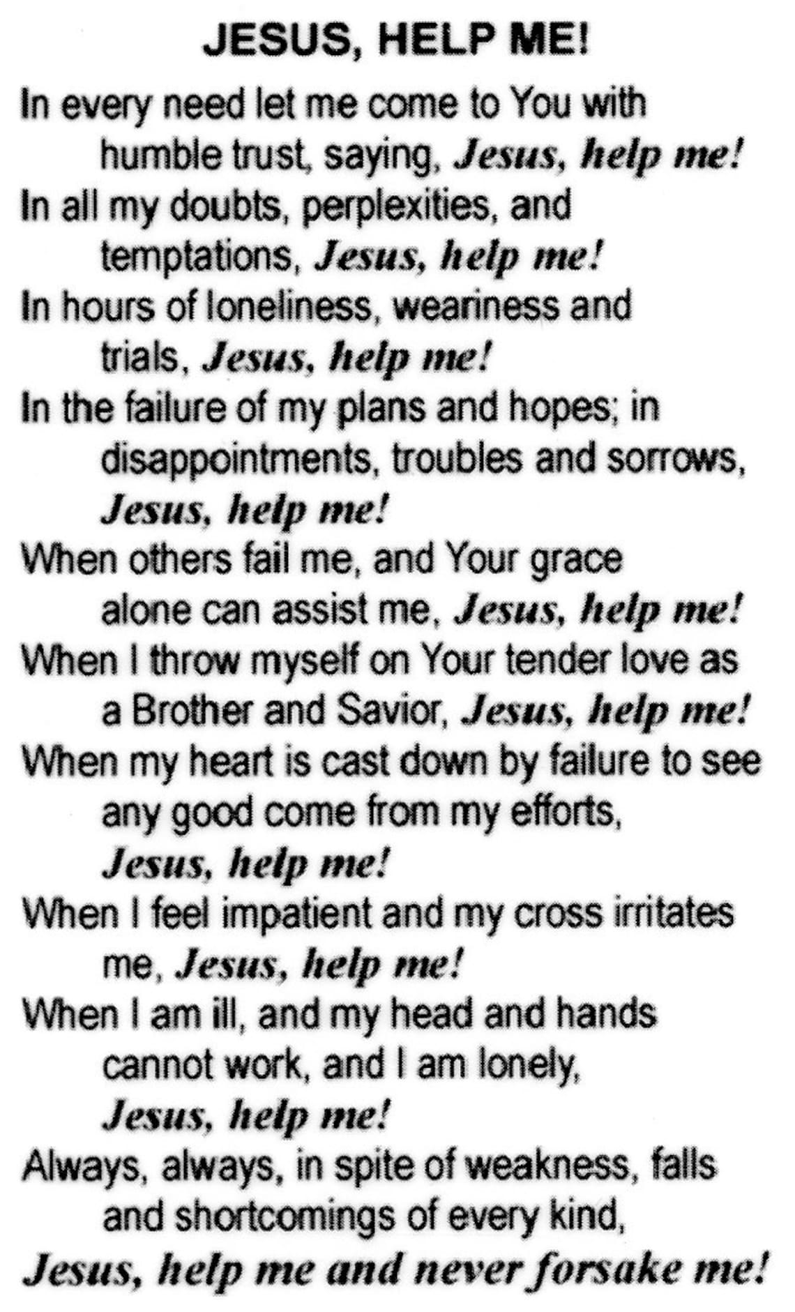 JESUS HELP ME Holy Card Prayer Card pack of 25 Etsy